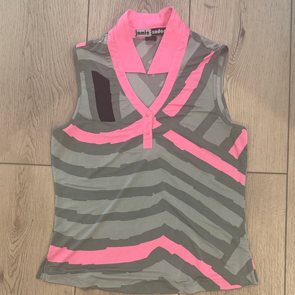 Jamie Sadock Women's Tank Top with Pink and Gray Stripes